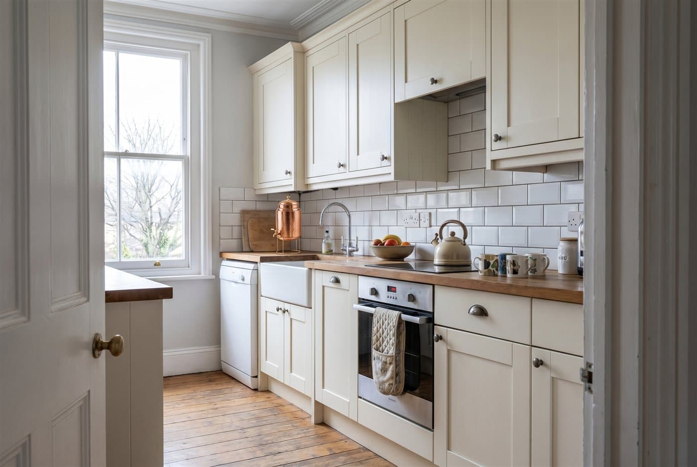 The 4-litre copper water dispenser on the counter of a bright British kitchen